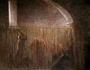 Parisina, Gemälde von Gaetano Previati (1852-1920), letzte Szene des vierten Aktes der gleichnamigen Oper von Pietro Mascagni (1863-1945) von Gaetano Previati