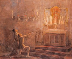 Ugo und Parisina in der Kapelle von Loreto von Gaetano Previati