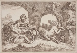 Chiron lehrt Achilles Musik von Gaetano Zompini, after Giovanni Benedetto Castiglione