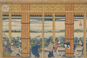 Regenschutz am Ufer der Tempozan-Bucht, 1838 von Gakutei