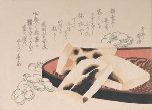 Gerösteter Mochi, eine Art Reisgericht zur Neujahrszeit, 19. Jahrhundert von Gakutei