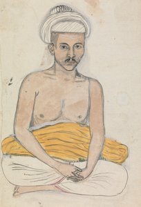 Mann mit einem gelben Tuch auf dem Schoß von Gangaram Chintaman Tambat