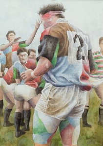 Rugbyspiel: Harlequins gegen Northampton, Brian Moore beim Line Out, 1992