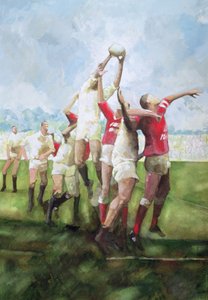 Rugbyspiel: Llanelli gegen Swansea, Line Out, 1992