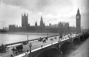 Houses of Parliament und Westminster Bridge, 1919 von Garratt and Atkinson