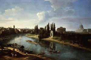 Blick auf den Tiber in Rom, von Norden