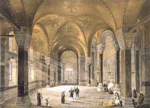 Haghia Sophia, Tafel 5: der Nordeingang, graviert von Louis Haghe, veröffentlicht 1852