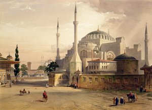 Haghia Sophia, Tafel 17: Außenansicht der Moschee, graviert von Louis Haghe, veröffentlicht 1852 von Gaspard Fossati