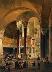 Hagia Sophia, Tafel 8: die Kaiserliche Galerie und Loge, graviert von Louis Haghe, veröffentlicht 1852 von Gaspard Fossati
