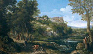 Landschaft mit tanzendem Faun und Nymphe (1667-1668)