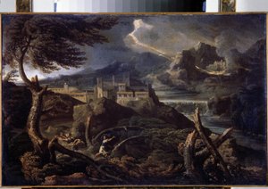 Landschaft mit Blitz von Gaspard Poussin Dughet