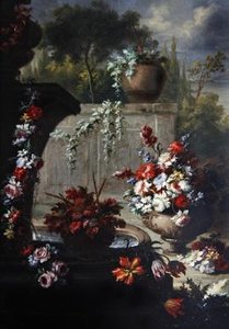 Stillleben von Blumen in Zier-Vasen von Gasparo Lopez