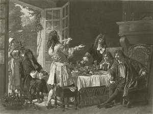 Ein Abendessen im Haus von Molière in Anteuil (Gravur) von Gaston Melingue