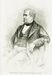 Porträt von Edouard Charton. Gravur von G.Vuillier nach einem Foto von Adam Salomon zur Illustration des Artikels M. Charton von Paul Laffite