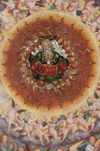 Detail der Himmelfahrt der seligen Jungfrau, bekannt als "Der Chor der musizierenden Engel", Kuppel des Querschiffs, aus 1534 (Fresko) von Gaudenzio Ferrari