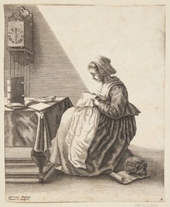 Eine Frau, die plissiert von Geertruyt Roghman