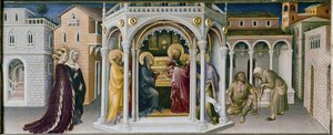 Altarbild der Anbetung der Könige: Detail der Darstellung im Tempel von Gentile da Fabriano