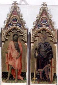 Zwei Heilige aus dem Quaratesi-Polyptychon: St. Johannes der Täufer und St. Georg 1425 (Detail)