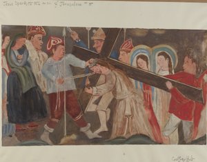 Station des Kreuzes Nr. 8: Jesus spricht zu den Frauen von Jerusalem, ca. 1936 von Geoffrey Holt