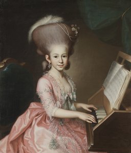 Porträt einer jungen Dame am Klavichord, 1779 von Georg Anton Abraham Urlaub