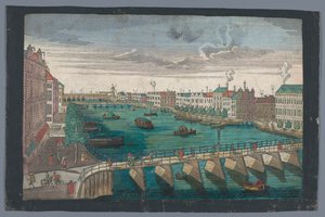 Ansicht der Binnen-Amstel zwischen der Blauwbrug und der Hogesluis in Amsterdam