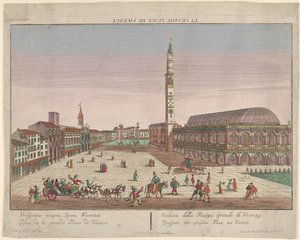 Ansicht der Piazza dei Signori von Vicenza mit Pferdekutschen und Figuren..., ca. 1750-1801 von Georg Balthasar Probst