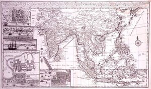 Indien bis West-Neuguinea einschließlich Südjapan und die Philippinen, graviert von J.B. Bruhl, ca. 1737 von Georg Christian Bonstedt
