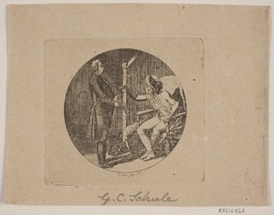 Vignette mit Priester und älterem Mann von Georg Christian Schule