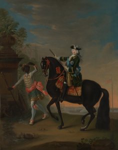 Die Kaiserin Elisabeth von Russland 1709-1762 zu Pferd, begleitet von einem Pagen, nach 1743-49 von Georg Cristoph Grooth