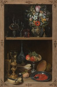 Schrank mit Obst und Blumen von Georg Flegel