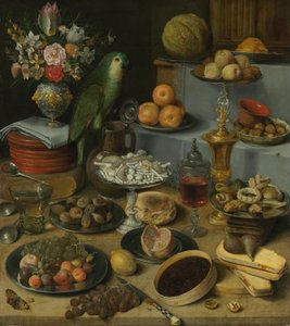 Großes Schauessen mit Papagei von Georg Flegel