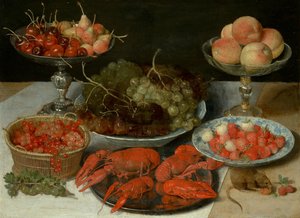 Stillleben mit Obst und Flusskrebs von Georg Flegel