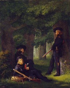 Theodor Körner, Friedrich Friesen und Heinrich Hartmann auf Vorposten