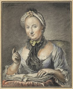 Die Frau des Künstlers mit einem Buch von Georg Friedrich Schmidt