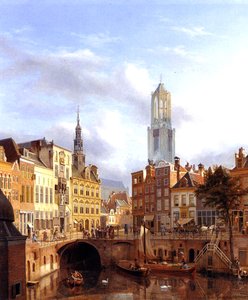 Utrecht mit der Oudegracht, 1827 von Georg Gillis van Haanen