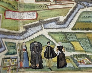 BRAUN, George (1541-1622). ORTELIUS, Abraham (1527-1598). HOGENBERG, Franz (1535-1590). Civitatis Orbis Terrarum (Theatrum orbis terrarum). 1572-1617. Antwerpen (1572). Unteres Detail. Band I. Radierung. SPANIEN. KASTILIEN UND LEON. Salamanca. Universitäts von Georg Hogenberg Franz (1535 90) & Ortelius Abraham (1527 98) Braun