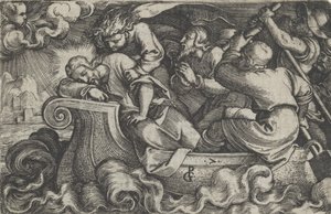 Christus schläft während des Sturms auf dem See Tiberias, aus Die Geschichte von Christus von Georg Pencz