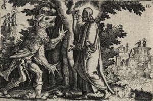 Christus wird in der Wüste vom Teufel versucht von Georg Pencz
