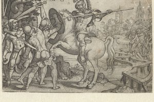 Horatius Cocles verteidigt die Brücke über den Tiber (Serientitel: Geschichten aus der frühen römischen Geschichte) von Georg Pencz