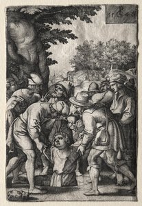 Joseph wird in einen Brunnen hinabgelassen
