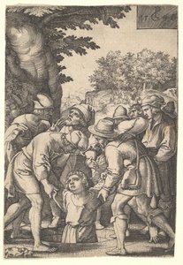 Joseph wird von seinen Brüdern in einen Brunnen hinabgelassen, aus der Serie Die Geschichte von Joseph, 1546