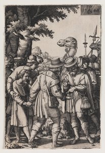 Die Geschichte von Joseph, Joseph wird von seinen Brüdern verkauft, erste Hälfte des 16. Jahrhunderts (Gravur)