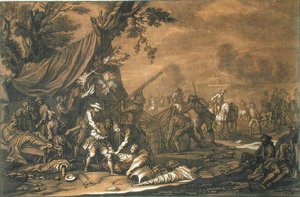 Verletzte nach der Schlacht transportieren von Georg Philipp I (after) Rugendas