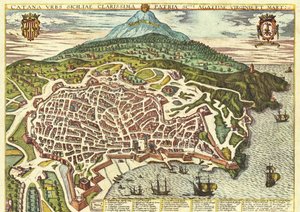 Catania, Sizilien, Italien von Georg and Hogenberg Franz (1535 90) Braun