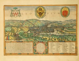 Karte von Lüttich aus Civitates Orbis Terrarum von Georg Braun