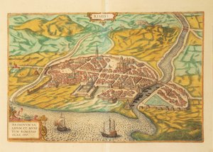 Karte von Rimini aus Civitates Orbis Terrarum von Georg Braun