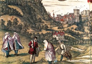 Mauritius von der Alhambra, Stich von George Braun in "Civitatis Orbis Terrarum" von Franz Hogenberg (1535-1590), herausgegeben von Gottfried Kempesen in Köln in sechs Bänden