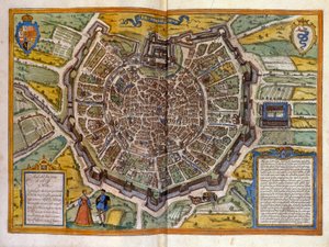 Plan von Mailand im Jahr 1585 aus dem Atlas von Braun & Hogenberg von Georg Braun and Hogenberg Franz