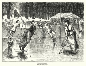 Punch-Karikatur: Rink-Tennis (Gravur) von George (after) Du Maurier