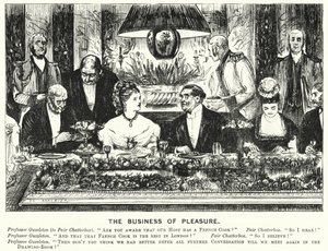 Punch-Karikatur: Das Geschäft des Vergnügens von George (after) Du Maurier